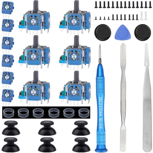 IKPEK 6 Pack Analog 3D Joysticks Replacement for PS5 Controller, Joysticks Part with Repair Screwdriver Kit for Playstation 5 DualSense Controller - color: Green - 6pcs