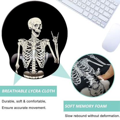 Mouse Pad with Wrist Support, Ergonomic Mouse Pad with Memory Foam Wrist Rest Cushion, Non-Slip Rubber Base Gaming Mice Pad for Home Office Computer Laptop, Human Skeleton - color: L-human skeleton