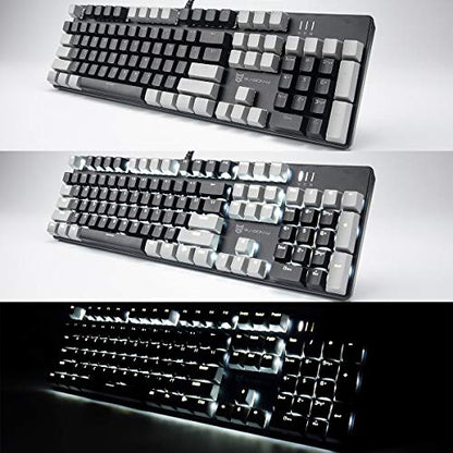 Merdia 104 Keys Full Size Mechanical PC Gaming Keyboard | Hot Swappable LED Backlit Light Up Wired Mechanical Computer Keyboards | Brown Switch US Layout Black & Grey Keycaps Keyboard for Gaming - color: Brown Switch Black & Grey