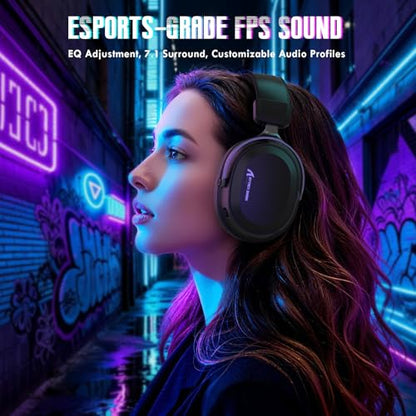 ATTACK SHARK L30Pro Wireless Gaming Headset with 2.4Ghz/BT/Wired, Long Battery Life with Detachable Microphone 7.1 Surround Sound Ultra-Low Latency for PC/PS5/Xbox/Switch/Mobile Black - color: Black