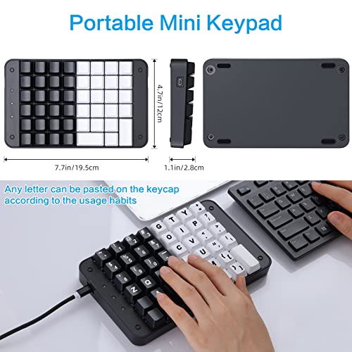 Koolertron One Handed Mechanical Gaming Keyboard with 32 Macro Keys, 46-Key Fully Programmable Mini Keypad, Mini USB Macro Keyboard for PC Gamers - style: 46 Keyboard
