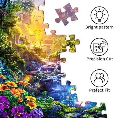 Puzzles for Adults 1000 Pieces,Magic Lake Jigsaw Puzzle with 1:1 HD Poster, Perfect Interlocking No Dust, Stress Relief Ideal Gift for Family Games - color: Magic Lake