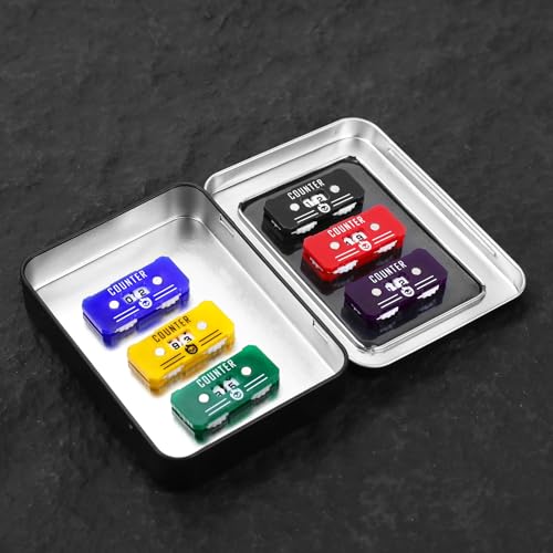 6PCS Life Counter Set with Metal Box, Health Tracker Life Counters Twin Digits for Magic Card Games Accessories D&D RPG CCG TCG Tabletop Board Games - color: A Color Matching-6pcs