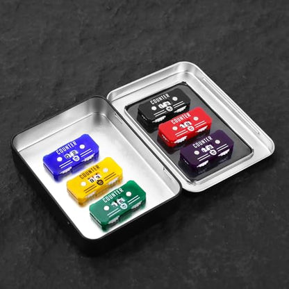 6PCS Life Counter Set with Metal Box, Health Tracker Life Counters Twin Digits for Magic Card Games Accessories D&D RPG CCG TCG Tabletop Board Games - color: A Color Matching-6pcs