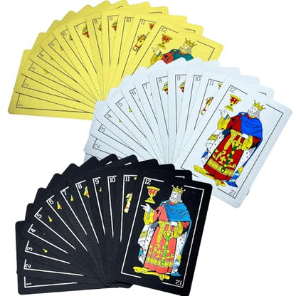 CDBXRA Spanish Playing Cards, Original Spanish Cards Games Deck of Cards | Briscas Cards Puerto Rico Mexican Playing Cards (Gold-Silver-Black x 1) - color: Gold-silver-black X 1