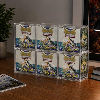 Booster Box Acrylic Case | Stackable Acrylic Display Case with Magnets Lid | Compatible with PKMN Booster Box Case | 5mm Thick | UV Protection | Clear Boxes for Display |Suitable for Collectors - size: 6.1x3.5x5.3in