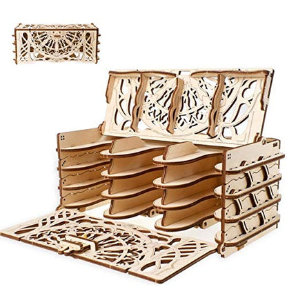 UGears 3D Puzzle for Board Games - Wooden Card Holder for 12 Sets of Playing Cards - Unique Mechanical Devices for Family Tabletop and Role-Playing Games - Wooden Construction Kits for Adults