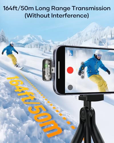 Wireless Mini Lavalier Microphones for iPhone iPad Android with Charging Case, USB C Lapel Mic with Noise Reduction & Voice Changer Mode for Video Recording Vlogging YouTube Interview and Game Chat