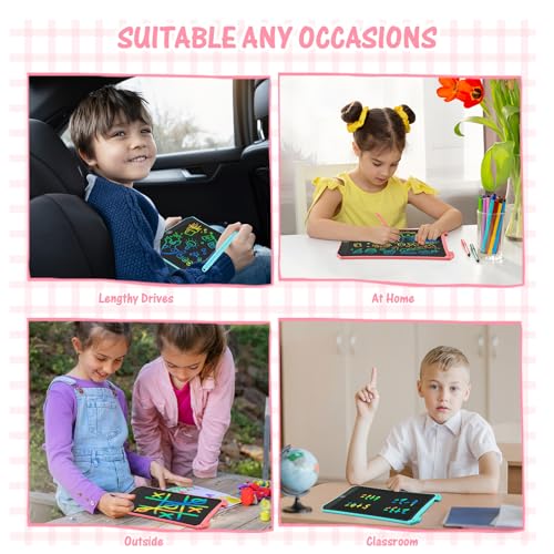 EooCoo Kids LCD Writing Tablet, Mess Free Coloring Books, Travel Toys | Toddler Toys Travel Essentials, 8.5 Inch Drawing Pad for Kids 2 Pack, Preschool Classroom Must Have, Age 3-5 Girls Boys Gifts - color: 8.5”Pink&Blue