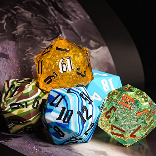 55mm 20 Sided DND Dice, Giant D20 D&D Polyhedral Dice Large D20 with Die Gift Box for Dungeons and Dragons, RPG Table Games (Transparent Orange Bubbles) - color: Transparent Orange Bubbles