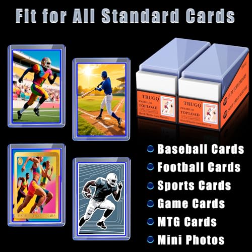 400 Card Sleeves Top Loads for Cards,3"X4"Baseball Card Protectors,Toploaders Hard Plastic for Trading Game Sports Football Cards(200 Hard Protectors + 200 Soft Sleeves - size: 200 Hard Sleeves+200 Soft Sleeves