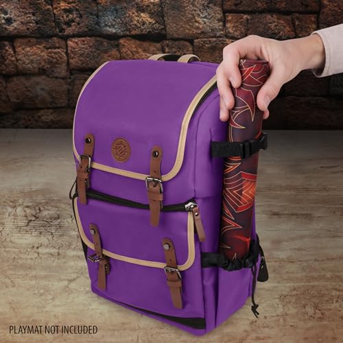 ENHANCE Designer Edition TCG Backpack - MTG Deck Bag Card Binder Space, TCG Deck Box Storage, MTG Playmat Holder - Card Storage Compatible with Magic the Gathering, Pokemon, Lorcana (Canvas Purple) - color: Canvas Purple