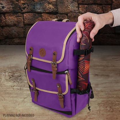 ENHANCE Designer Edition TCG Backpack - MTG Deck Bag Card Binder Space, TCG Deck Box Storage, MTG Playmat Holder - Card Storage Compatible with Magic the Gathering, Pokemon, Lorcana (Canvas Purple) - color: Canvas Purple