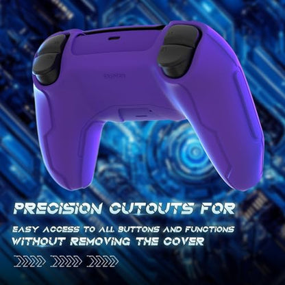 PlayVital Mecha Edition Silicone Cover Compatible with ps5 Controller with 2 Joystick Caps and 6 Stickers, Shockproof Non-Slip Grip Protector Accessories, Fits for ps5 Charging Station - Purple - color: Purple