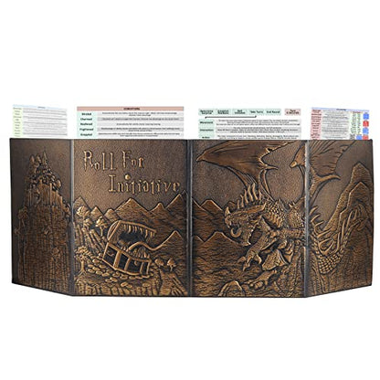 DND Faux Leather Dungeon Master Screen and Initiative & Combat Trakers with Insert Cards