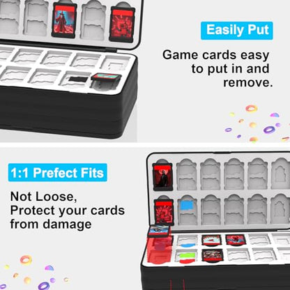 iPLYGAM Switch Game Case Holder for Nintendo Switch 2/OLED/Lite with 96 Cartridge Slots and 160 Micro SD Card Storage, Portable Game Protective Organizer Traveler Gift Accessories