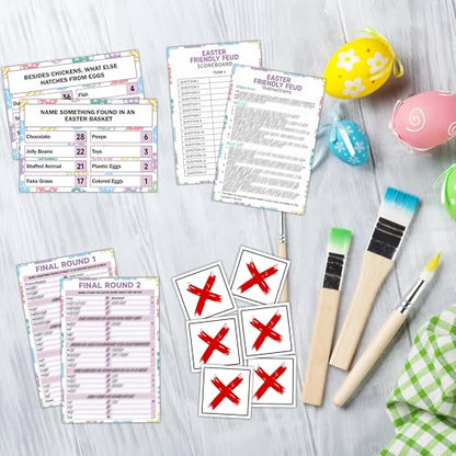 Easter Feud Game, Easter Party Games for Adults, Friendly Feud Trivia Games for Family Group Holiday Activity, Family Game Night Party Decorations Supplies -01