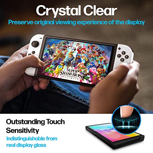 Power Theory Designed for Nintendo Switch OLED 7" Screen Protector Tempered Glass [9H Hardness], Easy Install Kit, 99% HD Bubble Free Clear, Case Friendly, Anti-Scratch, 2 Pack