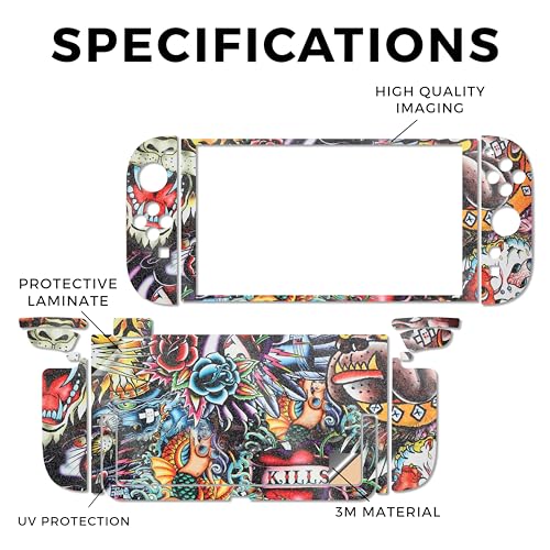 Glossy Glitter Gaming Skin Compatible with Nintendo Switch 2 Console Only - Old School Tattoo - Premium 3M Vinyl Protective Wrap Decal Cover - Easy to Apply | Crafted in The USA by MightySkins - color: Old School Tattoo, size: Switch 2 Console Skin Only,