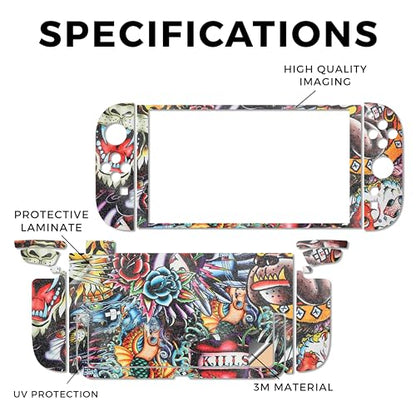 Glossy Glitter Gaming Skin Compatible with Nintendo Switch 2 Console Only - Old School Tattoo - Premium 3M Vinyl Protective Wrap Decal Cover - Easy to Apply | Crafted in The USA by MightySkins - color: Old School Tattoo, size: Switch 2 Console Skin Only,