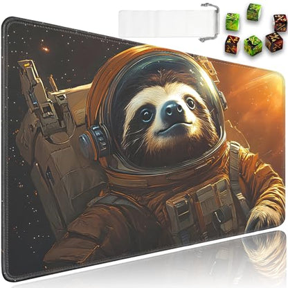 for MTG Game Playmat - 24 x 14 inches with Dices and Storage Bags, Non-Slip Base for TCG and Board Game Card Mats, Trading Card Games Mat, Sloth Astronaut Pattern Collectible Card Playmats - color: Jv-playmat-p7-1-h225