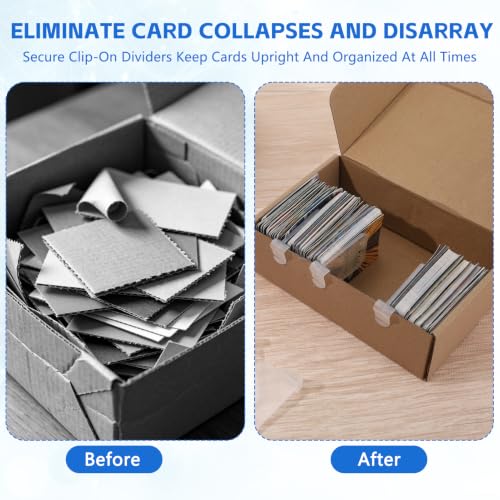 30 Pcs Card Box Dividers, PP Trading Card Dividers Clip, Adjustable Plastic Dividers for Storage Boxes, Storage Separator Clips the Cardboard Side Wall for Baseball MTG TCG Sports Cards Organizer