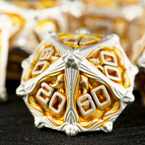 Surpass DND dice Set D&D dice Metal Role Playing Metal Polyhedral Dice for Dungeons and Dragons RPG dice Set MTG dice Dungeons and Dragons Gifts (Yellow) - color: Yellow