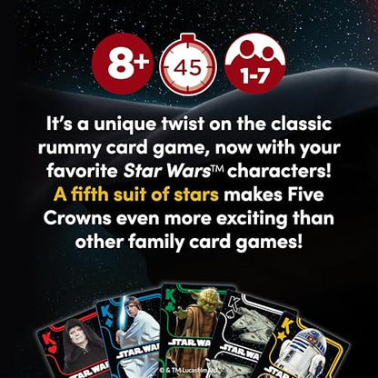 Five Crowns Star Wars Rummy Style Card Game for Kids, Family Game Night | Family Game Night, Travel Games, Screen-Free, Holiday Game, Playing Cards, Star Wars Toys - style: Five Crowns Star Wars