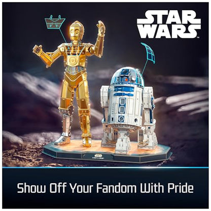4D Build Star Wars C-3PO & R2-D2 Droid 3D Puzzle Model Kit, Room Display | 416 Premium Cardstock Pieces, No Tools Required, Immersive 3D Building Hobby, Ultimate Collectible Fan Gift For Ages 12+ - style: C-3PO & R2-D2 416 pcs