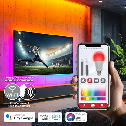 Monster Smart RGB+IC LED Strip Lights 50ft – Sound Reactive Strip Lights for Bedroom, App & Voice Control, RGB Light Strip for Room, Alexa Google Home, Razer Chroma Sync - 270 RGB+IC LED Lights - size: 50ft