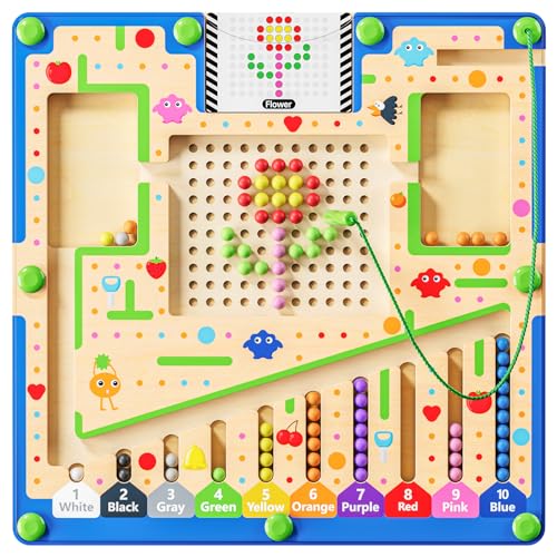 zhiwuzhu 2 in1 Magnetic Color and Number Maze,Wooden Montessori Preschool Learning Activities Toys,Toddler Travel Essentials Toys,3 4 5 Year Old Boy Girl Birthday Gift Toys - style: Intelligence