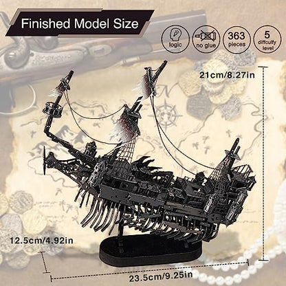 Piececool 3D Puzzles for Adults, Sea Ghost Pirate Ship DIY 3D Watercraft Metal Model Building Kits, Difficult 3D Puzzles for Family Time, Great Christmas Birthday Gifts - color: Sea Ghost