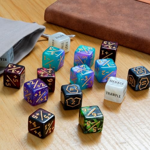 60 PCS MTG Dice Counters Keyword Counters Life Counter 1/+1 counters Commander Buff Tokens 6 Sided Dice Set for MTG, TCG, Card Games Accessories