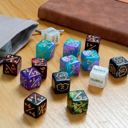 60 PCS MTG Dice Counters Keyword Counters Life Counter 1/+1 counters Commander Buff Tokens 6 Sided Dice Set for MTG, TCG, Card Games Accessories