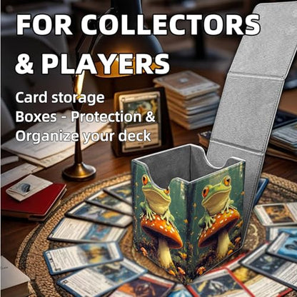 for MTG Deck Box, Trading Card Storage Case Holds 100+ Sleeved Cards, Frog on Red Mushroom Magnetic Closure Durable Deck Holder for Magic The Gathering, TCG & Commander - color: Frog on Red Mushroom
