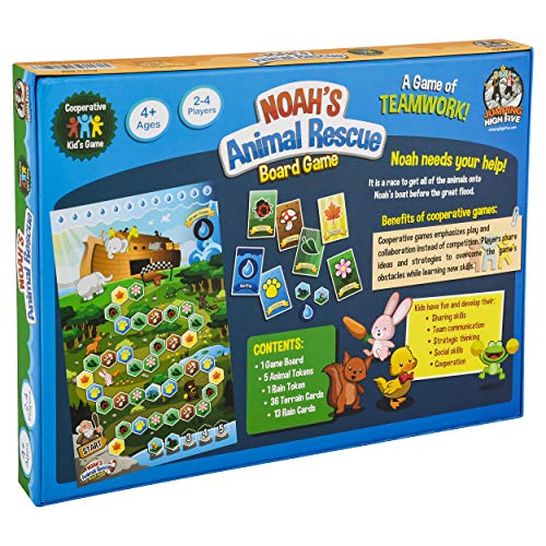 Noah's Animal Rescue Cooperative Bible Board Game for Kids Ages 4 and Up | No reading required, easy to learn. Bible-story theme, kids work together to rescue animals. Perfect for family game night.