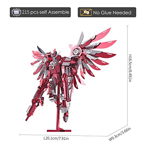 Piececool 3D Metal Puzzles for Adults, Thundering Wings Figure Mecha Model Kits Steel Metal 3D Model Building Kit, Brain Teaser DIY for Teens Man Woman, 215 Pcs - color: Titan