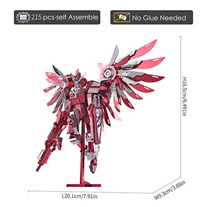 Piececool 3D Metal Puzzles for Adults, Thundering Wings Figure Mecha Model Kits Steel Metal 3D Model Building Kit, Brain Teaser DIY for Teens Man Woman, 215 Pcs - color: Titan