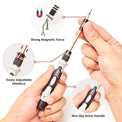 122 in 1 Precision Screwdriver Set With CR-V Steel Bits(Grey) | Magnetic Repair Tool Kit with Case for Repair Computer, Phone, PC, Cellphone, Laptop, Game Console, Watch, Glasses etc - color: Grey