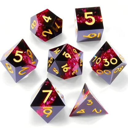 Dungeons and Dragons dice Set DND, polyhedral D&D Resin dice Set, Suitable for Role-Playing dice Game RPG Pathfinder DND dice Set - color: Ls-fine Sand Red
