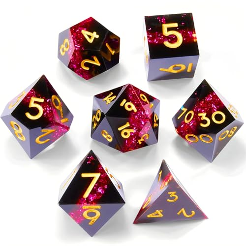 Dungeons and Dragons dice Set DND, polyhedral D&D Resin dice Set, Suitable for Role-Playing dice Game RPG Pathfinder DND dice Set - color: Ls-fine Sand Red