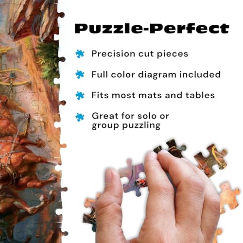 Buffalo Games – Blend COTA Wild Wild West 1000 Piece Jigsaw Puzzle, Western Action Art Puzzle for Adults in Premium Gift Box | Poster Included, Precision-Cut Fit, Drawer-Style Box, Wild West Stagecoach Chase, Adult Puzzles 1000 Pieces
