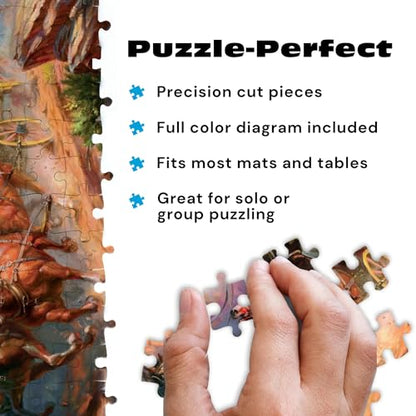 Buffalo Games – Blend COTA Wild Wild West 1000 Piece Jigsaw Puzzle, Western Action Art Puzzle for Adults in Premium Gift Box | Poster Included, Precision-Cut Fit, Drawer-Style Box, Wild West Stagecoach Chase, Adult Puzzles 1000 Pieces