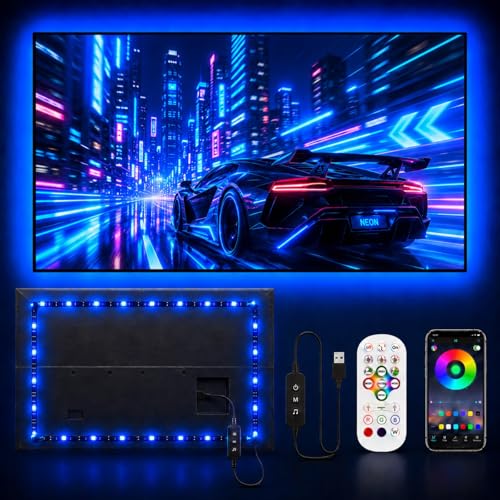 MORIACC LED Lights for TV 9.84ft, TV LED Backlight for 32-43 Inch TV, RGB LED Strip Lights with Music Sync, Bluetooth APP and Remote Control, USB Powered Strip Lights for Bedroom Gaming Home Decor - size: 9.8FT for 32"-43"TV