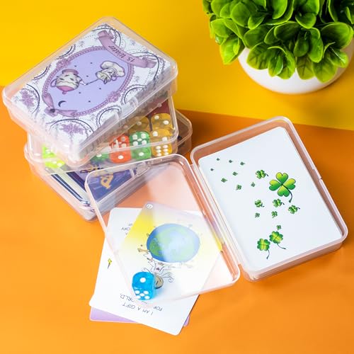 JINUPHION 4 Pcs Playing Card Case, for Go Fish/Old Maid/Oracle Card/Other Larger Than Standard Size Cards, Plastic Clear Card Deck Box Storage, 4 1/2" × 3 1/4" × 1 1/8" (NO Cards) - size: 4 pcs Large