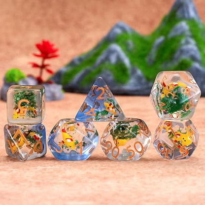 DND Resin Dice Set, Polyhedral D&D Fish Dice Inclusion Dice for Dungeons and Dragons MTG RPG Yellow for Ages 15 and Up - color: Fish-yellow