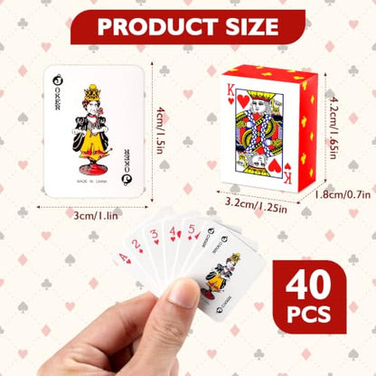 VZZNN 40 Decks Mini Playing Cards Bulk Set, Tiny 1.65" Pocket Poker Cards, Portable Miniature Card Games for Travel, Party Favors, Classroom Rewards, Gift Bags, Christmas Stocking Stuffers