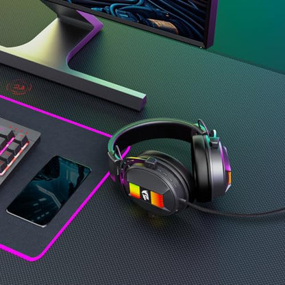 Redragon H375 Wired Gaming Headset, 53mm Drivers 7.1 Surround Sound, Detachable Noise Cancelling Mic, USB Computer Headset with RGB, Lightweight Design for PC/Laptop/PS4 | 53mm Driver, Removable Noise Cancelling Microphone, Lightweight Design, Compatible