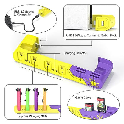 Switch Charging Station - Charges up to 6 Joycons with Game Card Storage Stand for Nintendo Switch & OLED Model Joycons (Designed for Splatoon 3) - color: Splatoon 3 Edition