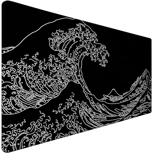 TEDNETGO Extra Large Mouse Pad, Gaming Mouse Pad, Waterproof Extra Large Mousepad with Stitched Edges, Non-Slip Base Keyboard Pad for Gamer, Office & Home, 31.5 x 15.8, Sea Wave - color: Sea Wave, size: 31.5L x 15.7W inches